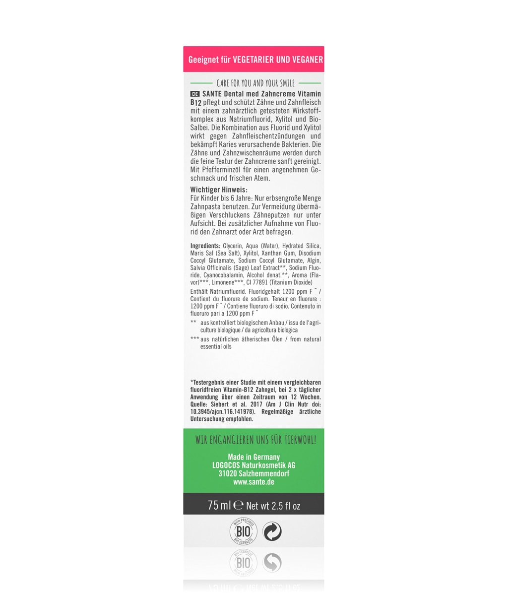 Sante Dental Med Vitamin B12 Zahnpasta bestellen flaconi