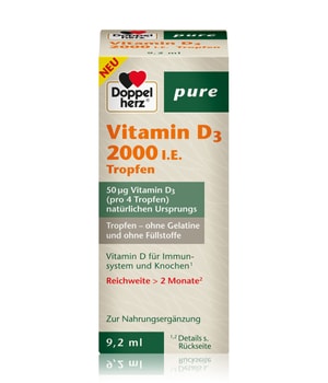 Doppelherz pure Vitamin D3 2000 I.e., Tropfen Nahrungsergänzungsmittel 9.2 ml unisex