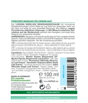 Logona Purify kaufen Reinigungsschaum Weidenrinde Bio-Minze Reinigungsschaum aus Mizellen & Salicylsäure