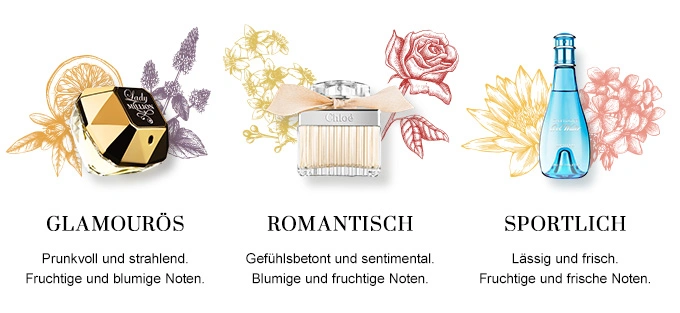 Verschiedene Arten von Damendüften Verschiedene Arten von Damendüften